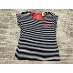 Robin-K Anthropologie Top Womens Medium Multicolor Striped Made in USA Pocket‎